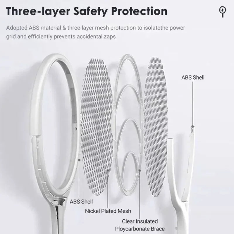 5 In 1 Fast Charging Racket Kill Fly Bug Safety Insulated Battery Powered Lamp ABS Adjustable Electric Mosquito Swatter - Campify Life