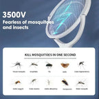 5 In 1 Fast Charging Racket Kill Fly Bug Safety Insulated Battery Powered Lamp ABS Adjustable Electric Mosquito Swatter - Campify Life