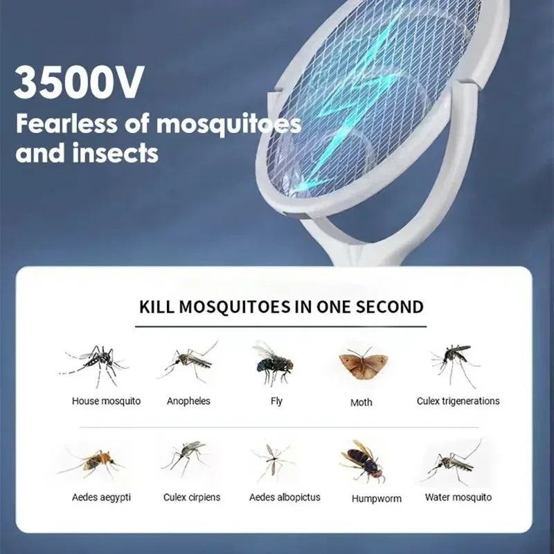 5 In 1 Fast Charging Racket Kill Fly Bug Safety Insulated Battery Powered Lamp ABS Adjustable Electric Mosquito Swatter - Campify Life