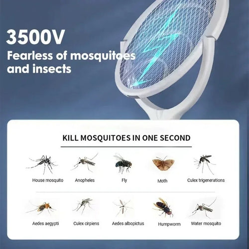 5 In 1 Fast Charging Racket Kill Fly Bug Safety Insulated Battery Powered Lamp ABS Adjustable Electric Mosquito Swatter - Campify Life